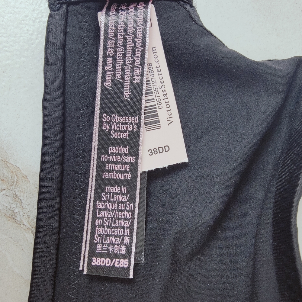 NWT Victoria's Secret So Obsessed Padded No Wire Wireless Bra, Black, 38DD - Picture 8 of 11